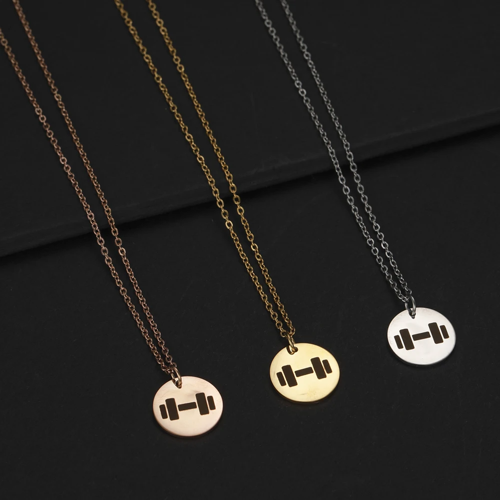 Cazador-collar de ejercicio con mancuernas para hombre y mujer, colgante redondo de acero inoxidable, joyería, regalo de Navidad 2025