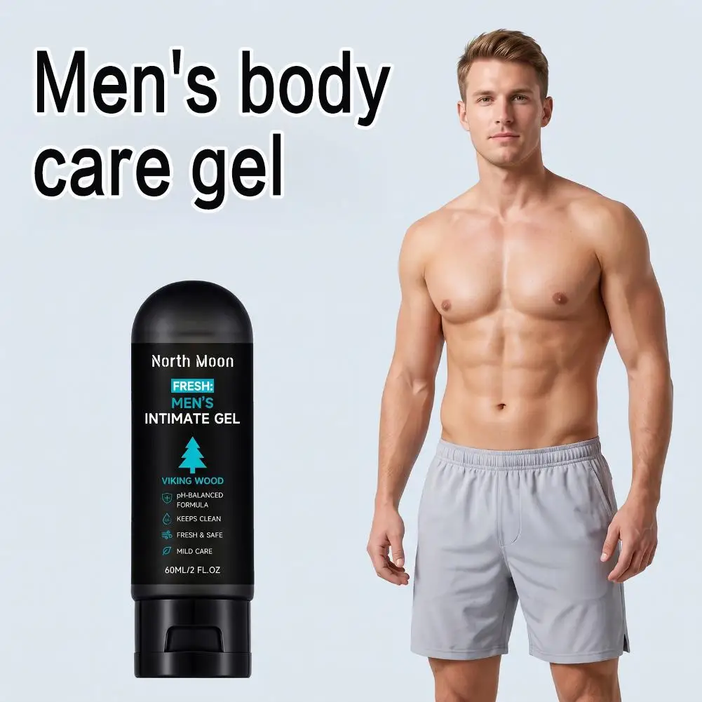 Men Intimate Care Gel 60ml pH‑Balanced Gentle Herbal Extract Cooling Fresh Soothing Stuffy Discomfort Hydrating Body Wash for Ma