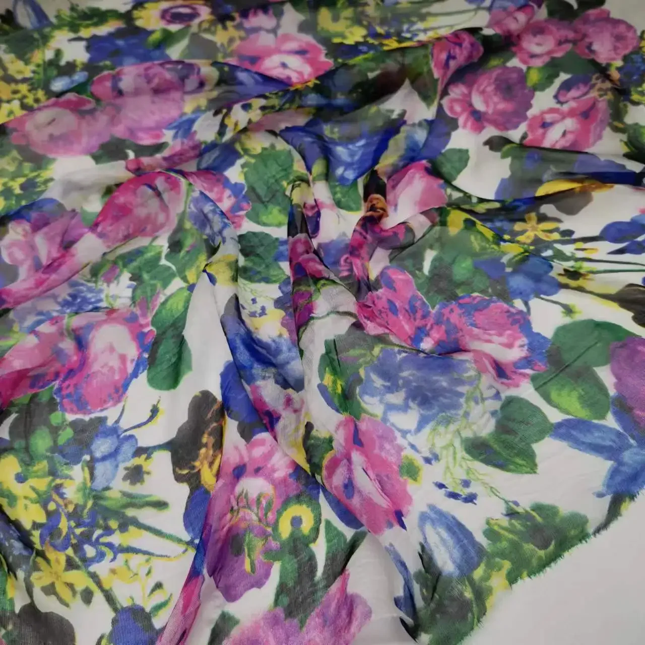 On Sale Flower Silk Georgette Chiffon Printed 6 Momme Qualified 100% Silk Breathable Fabric