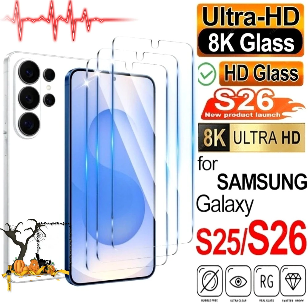 

3Pcs Ultra Clear Tempered Glass for Samsung Galaxy S26 S25 S24 Ultra S23 S22 S21 Plus S25 S24 FE Anti-Scratch Screen Protector