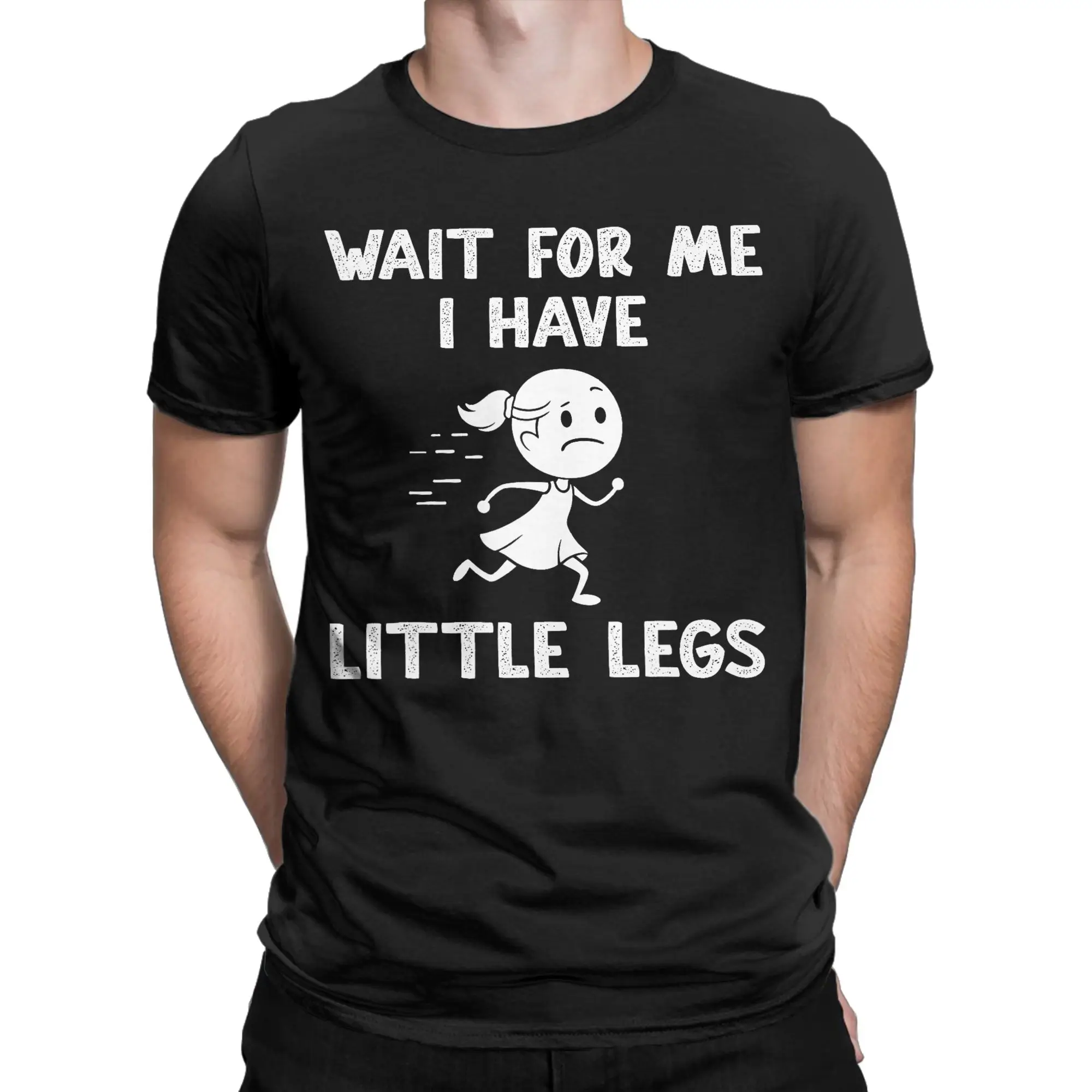 Wait for Me I Have Little Legs T-Shirt Men Funny Running Meme Cotton Tees Round Collar T Shirt Graphic Printed merchandise