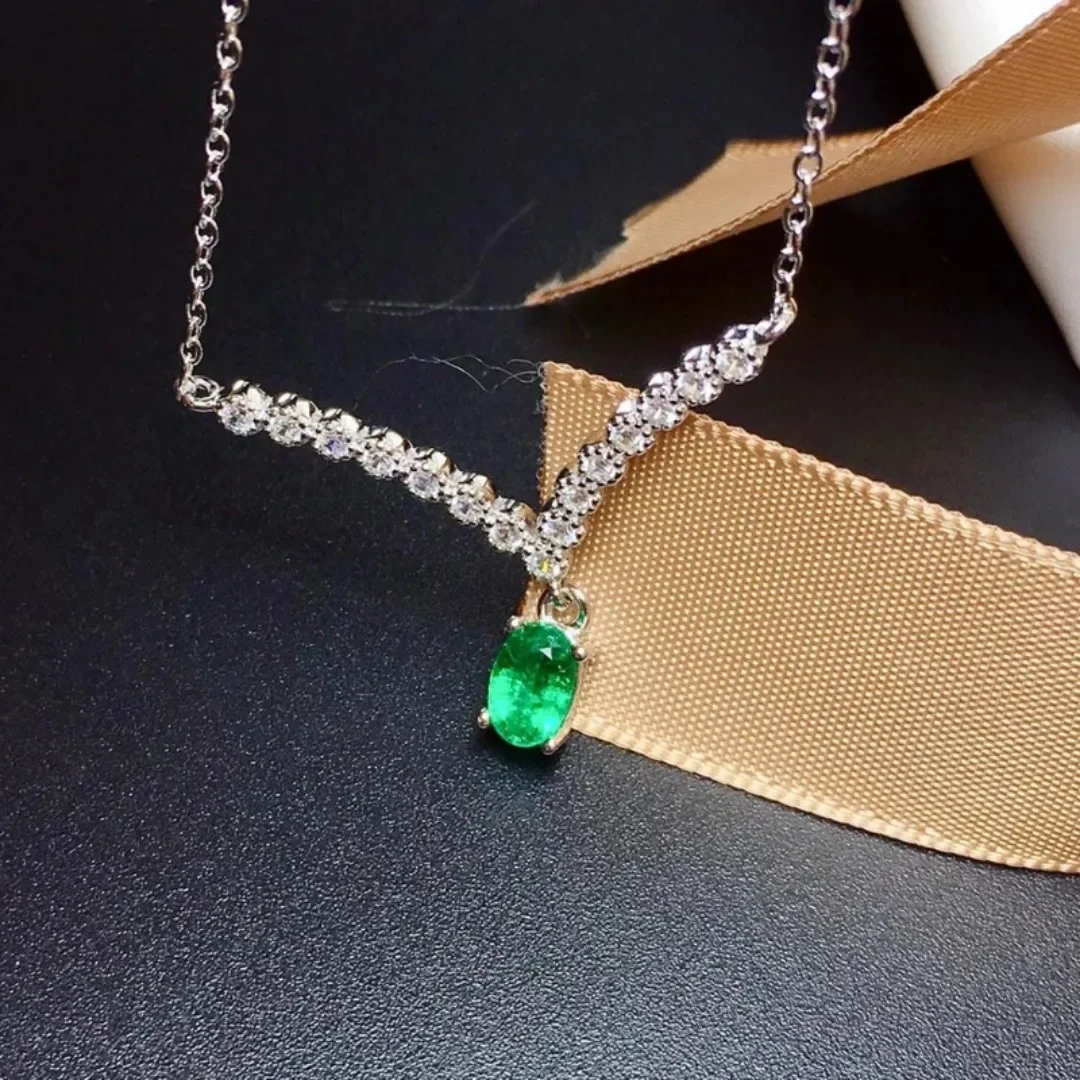 Genuine Natural Emerald Pendant In Sterling Silver Fine Women's Jewelry Sales with Free Shipping Clearance Sale