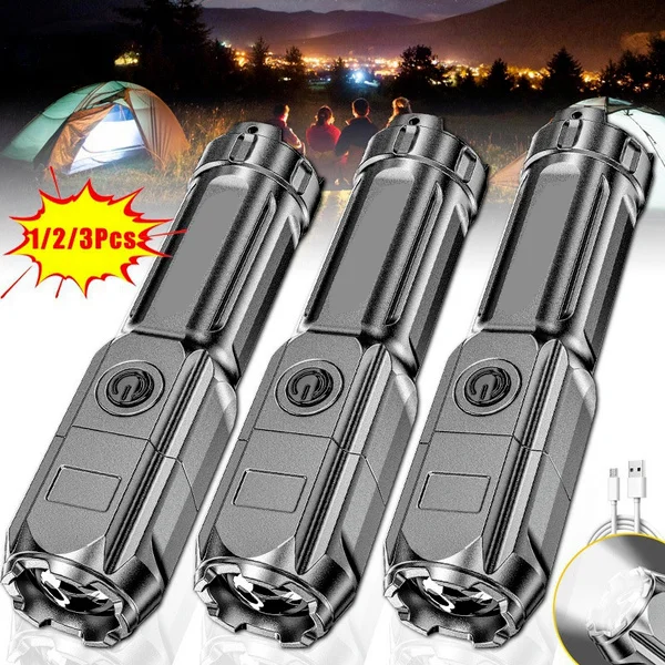 ZK30 Powerful LED Flashlight 100000 Lumen Tactical Flashlights Rechargeable USB Waterproof Zoom Fishing Hunting LED Flashlight