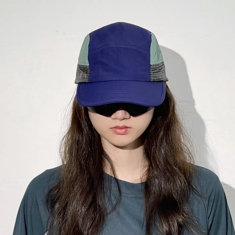 

Color-Blocked Quick-drying Baseball Cap Soft Brim Sun Protection Breathable Peaked Cap Adjustable Retro 5-panel