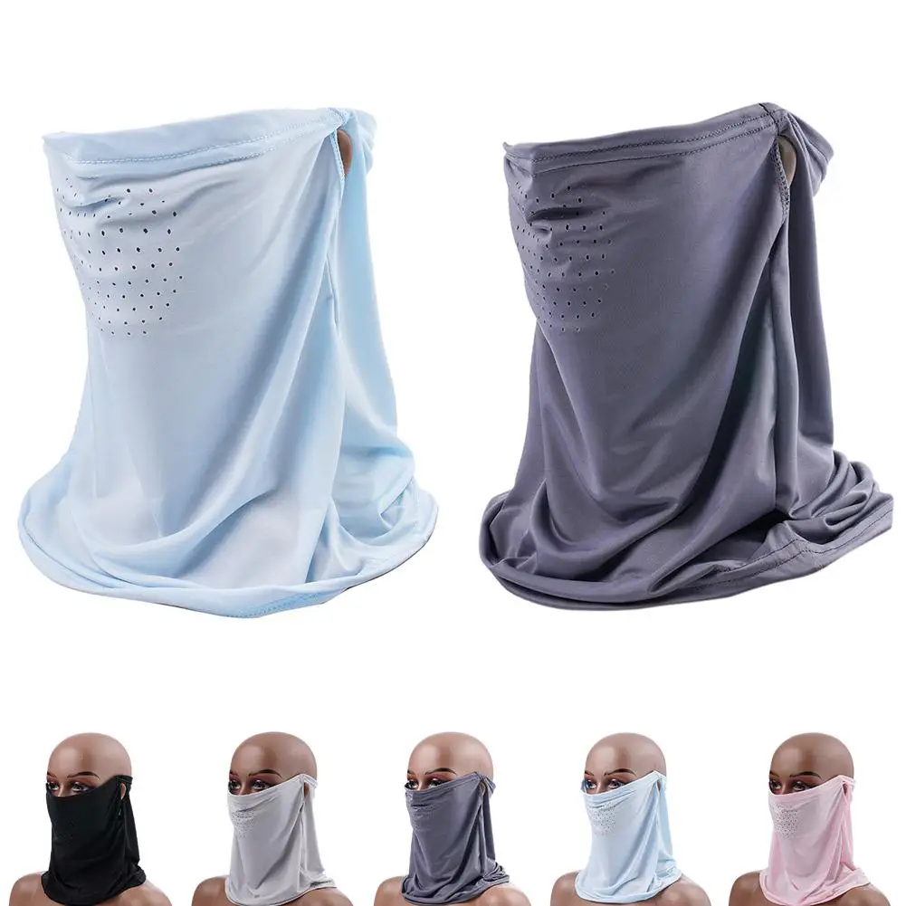 

Летняя маска от солнца из ледяного шелка, дышащая защита от ультрафиолета, маска для лица с защитой шеи, быстросохнущий велосипедный шарф для мужчин и женщин