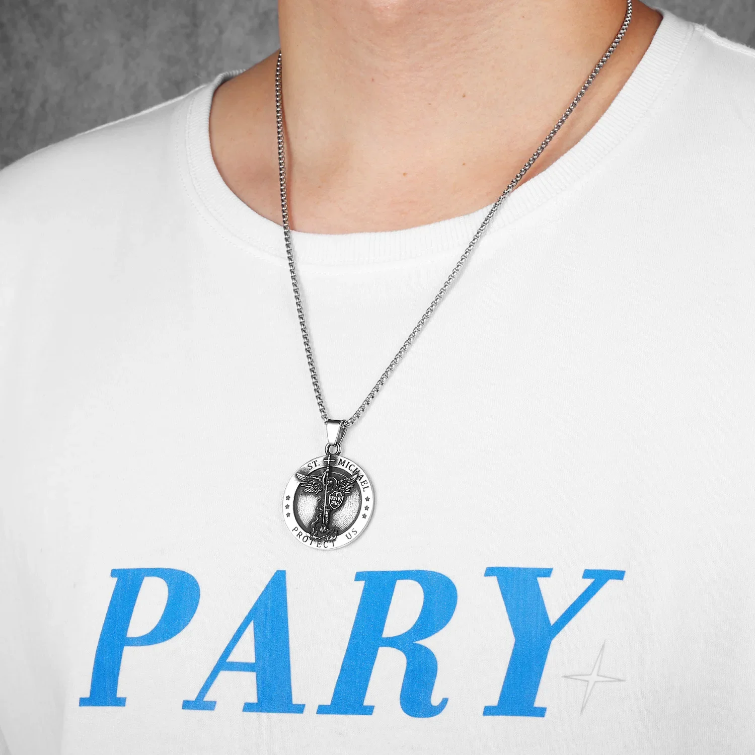 St.Michael قوس الملاك القلائد للرجال والنساء ، الفولاذ المقاوم للصدأ المعلقات ، تميمة قوية ، سلاسل ، اكسسوارات المجوهرات ، الهدايا ، الجملة