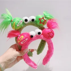 2024 New Funny Plush Ugly Doll HairBand Female Winter Cute Cartoon Face Wash Hairband Hair Hoop Korean Girl Hair Grotto Headband