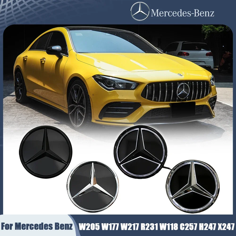 

Chrome Silver Newest 3D Front Grille Emblems For Mercedes Benz C W205 A W177 S W217 SL R231 CLA W118 CLS C257 GLA H247 GLB X247