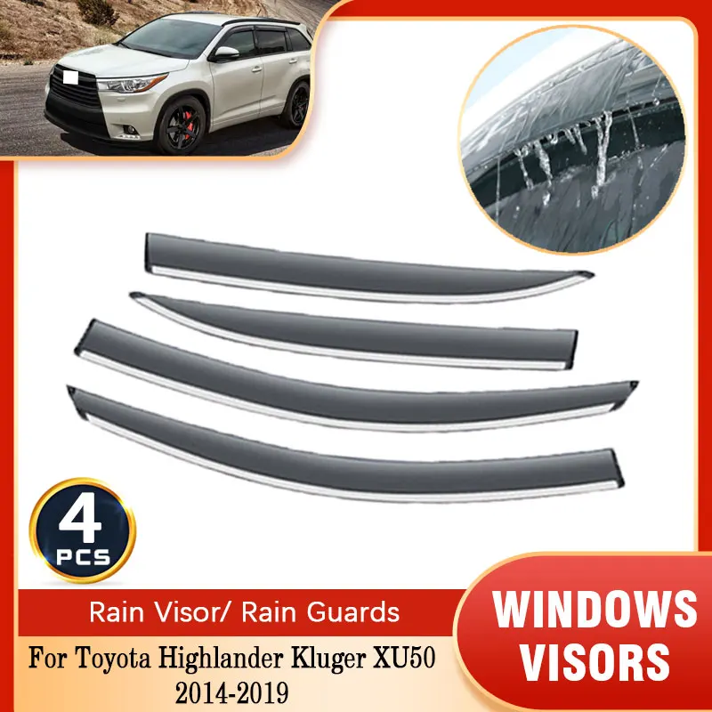 

Для Toyota Highlander Kluger XU50 2014~2019 Rain Sun Windows Visor Windglass Deflectors Auto Guards Cover Аксессуар Вентиляция