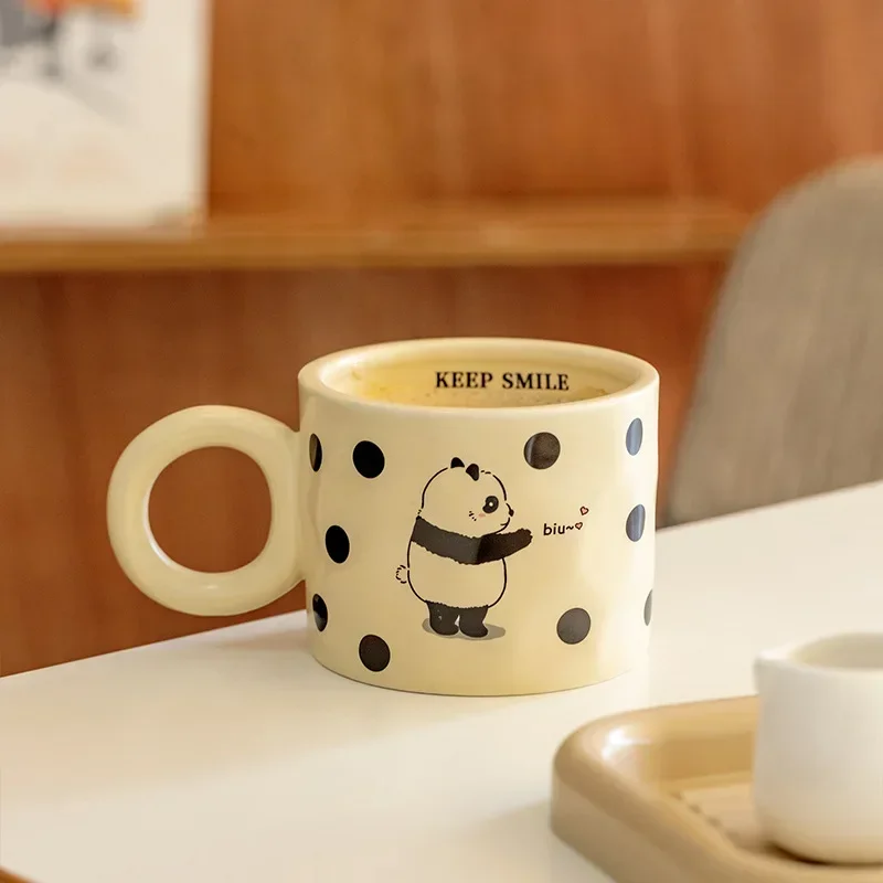 Milk fufu ceramic mug with lid mug kids home water cup male couple office coffee cup ins cute