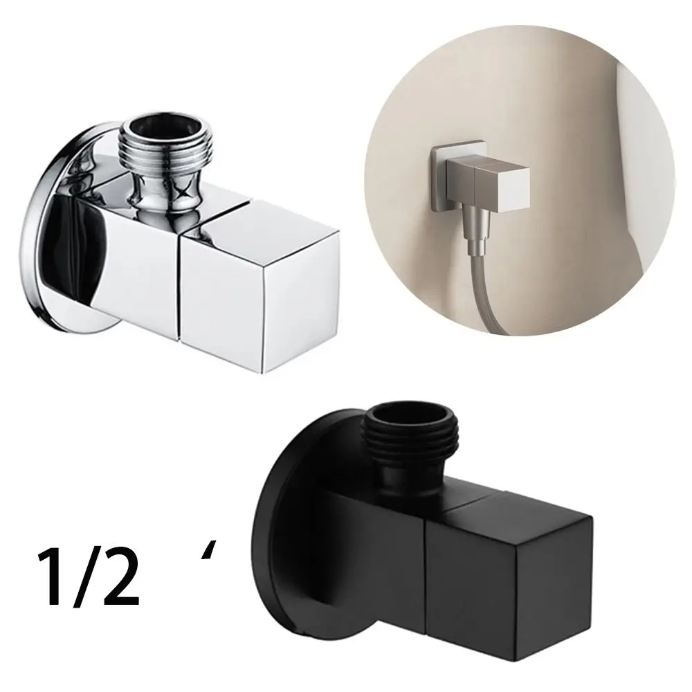 

Durable 1/2 Angle Valve Silver/Black Solid Brass Toilet Angle Valve Square Triangle Valve Bathroom