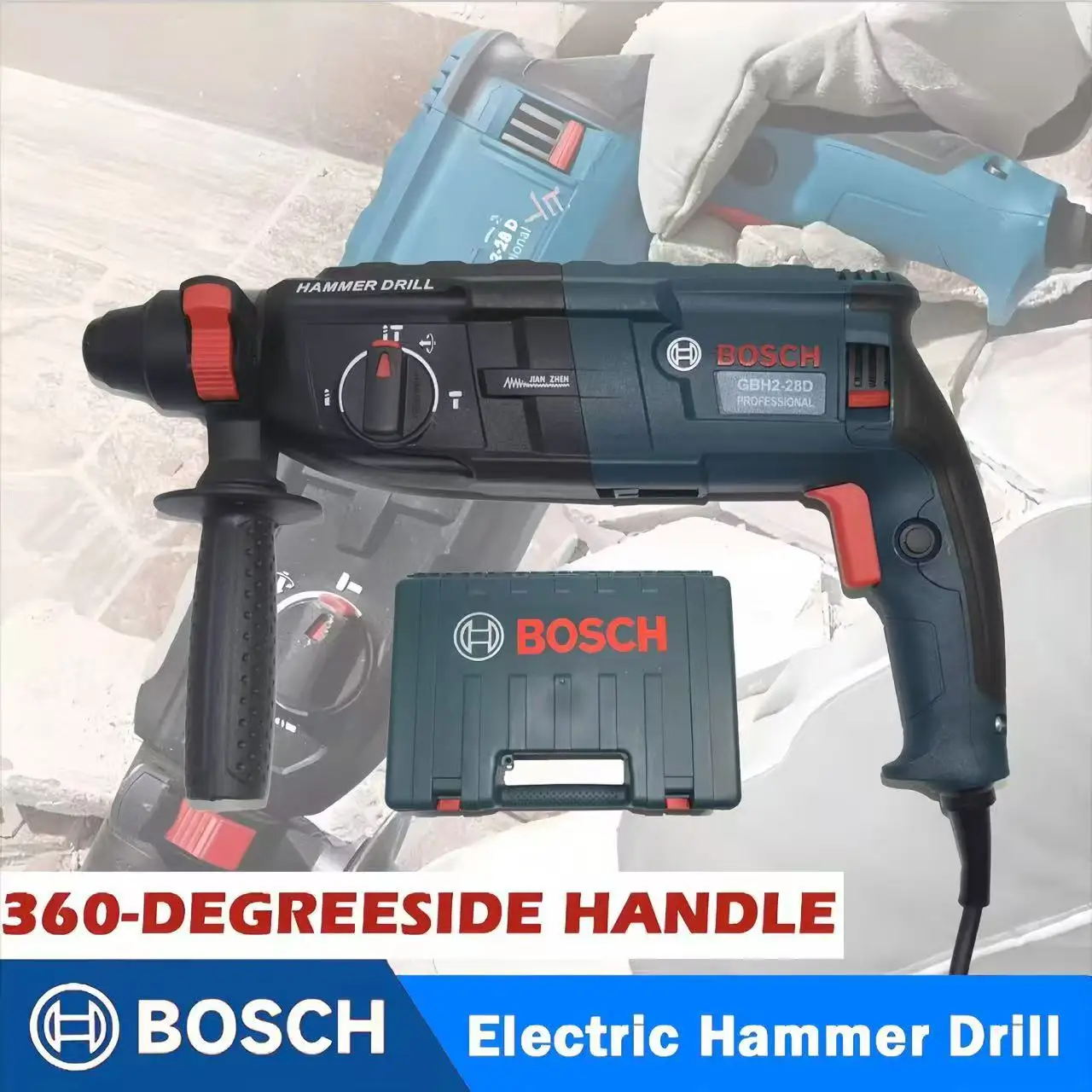 جهاز حفر المطرقة الكهربائية ذات المطرقة الدوارة الاحترافية من Bosch GBH2-28DRE متعدد الوظائف لمواقع البناء والمنزل لنا