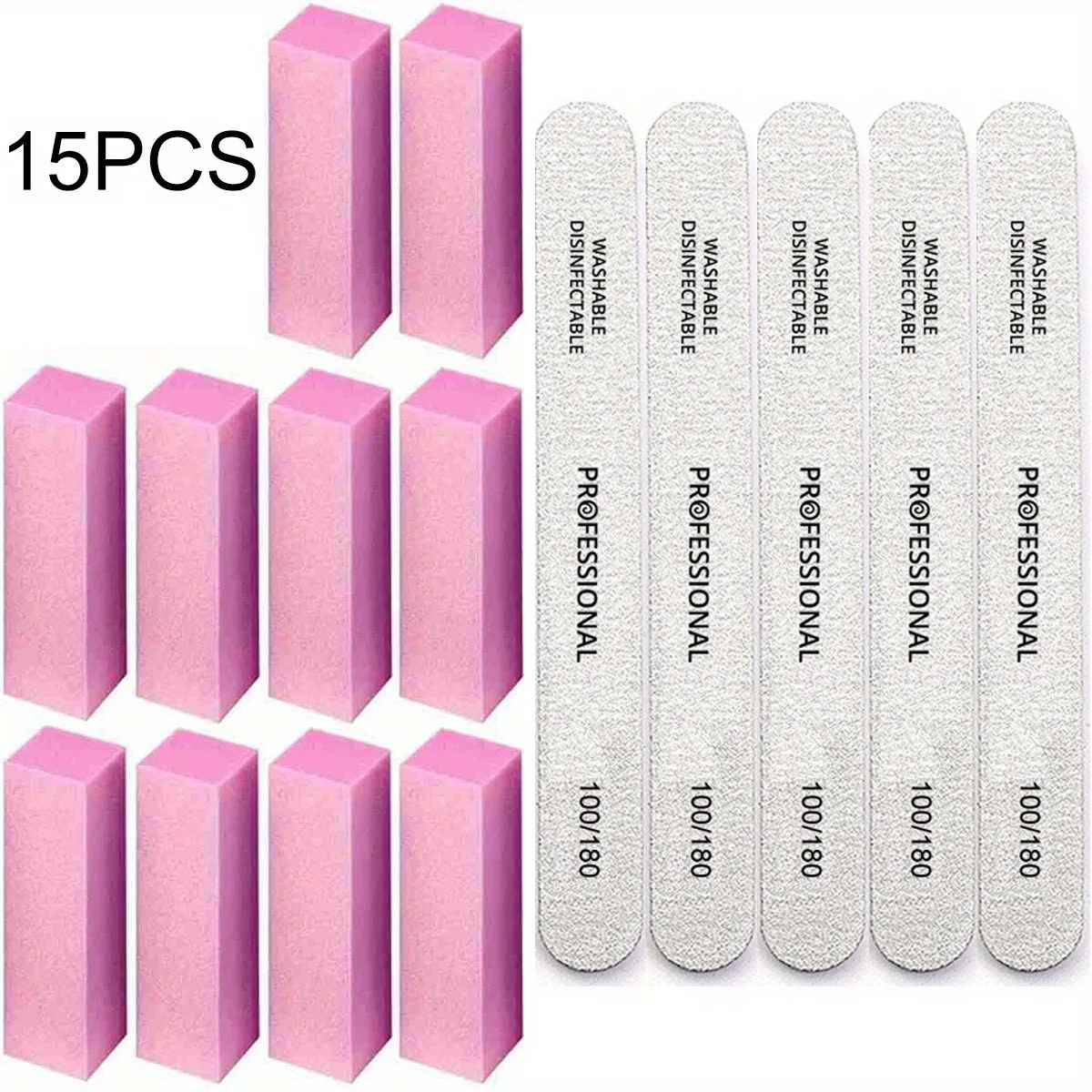 15Pcs Professional 4 Sides Sponge Colorful Sanding Buffing Nail Buffers Nails File Professional Nail Buffer Sandpaper Strong