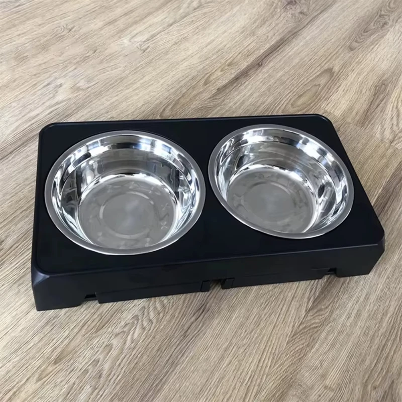 Elevated Dog Feeder Bowls Adjustable Raised Stand with Double Stainless Steel Food Water Bowls Small Medium Large Dogs view 3