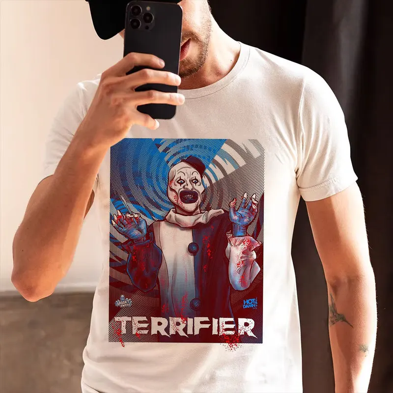 Retro Horror Movie Terrifier Art The Clown Killer Scary Halloween Gift T Shirt 0912 Short Sleeve Graphic clothes All size tops