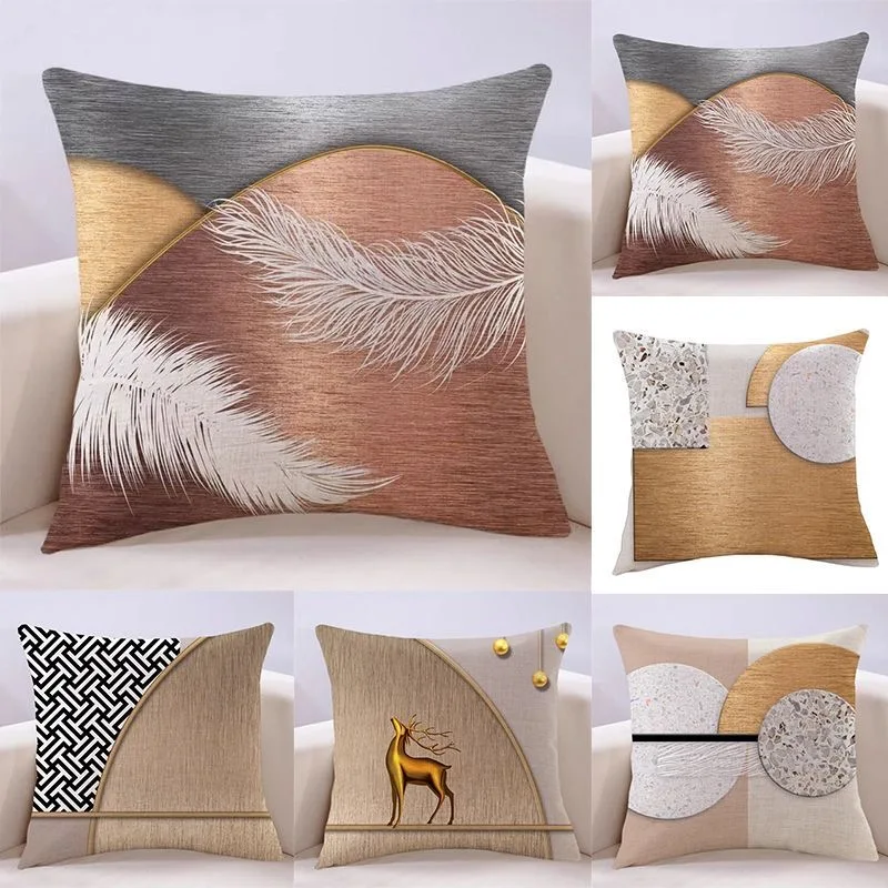 Modern Light Luxury Earth Warm Color Dirt-resistant Pillowcase Living Room Sofa Cushion Cover Bedside Pillow Cover Pillow Cover