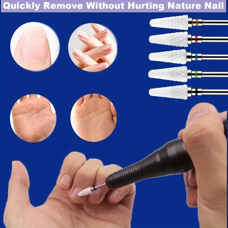 キット-1/2/4/5個入り セラミックネイルドリルビット ミリングカッター、電動マニキュアドリル ペディキュアミルビット、ジェルネイル除去用