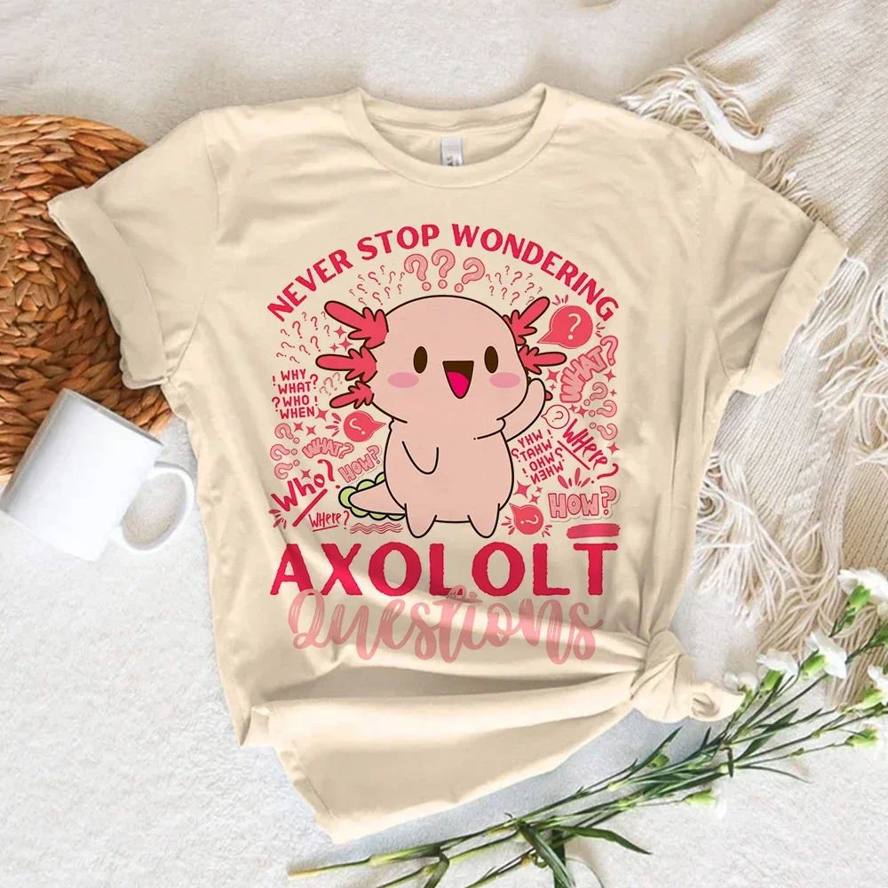 Ajolote Axolotl T Shirt Women Japanese Summer T-shirts Female Comic Clothing