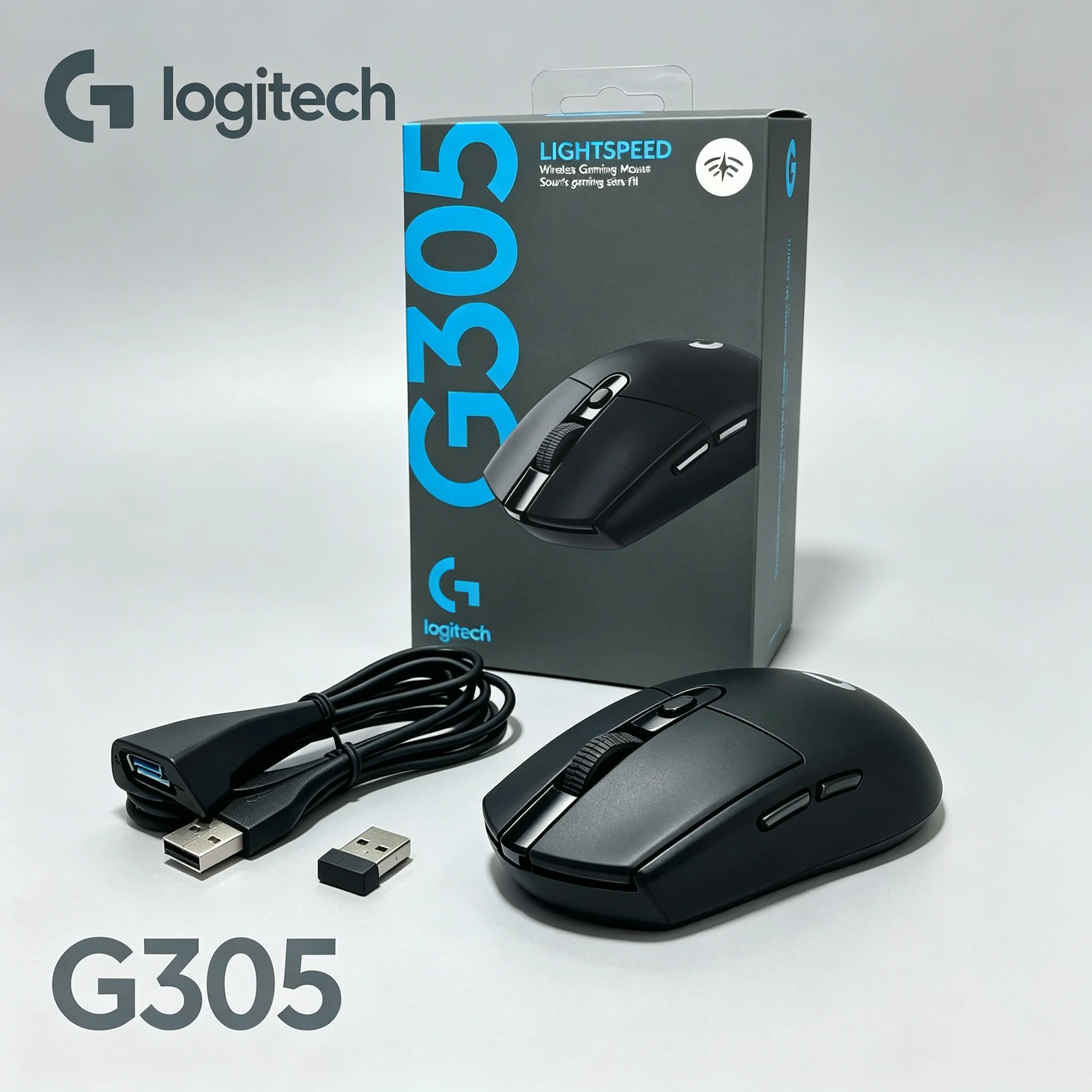 Logitech G305 2.4G Wireless Mice Bundled With Transfer Adapter Cable Gaming Mouse Anti‑Slip Side Grip For Office Work And Intens