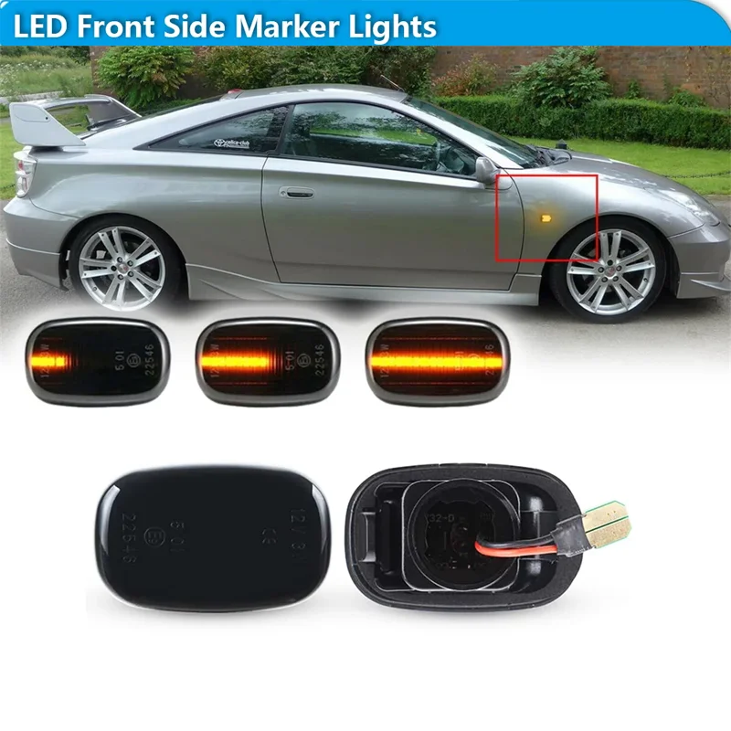 For Toyota Camry Corolla Avensis Harrier Hilux Prius Yaris Vios Supra Mk4 Dynamic Amber LED Front Side Marker Turn Signal Lights