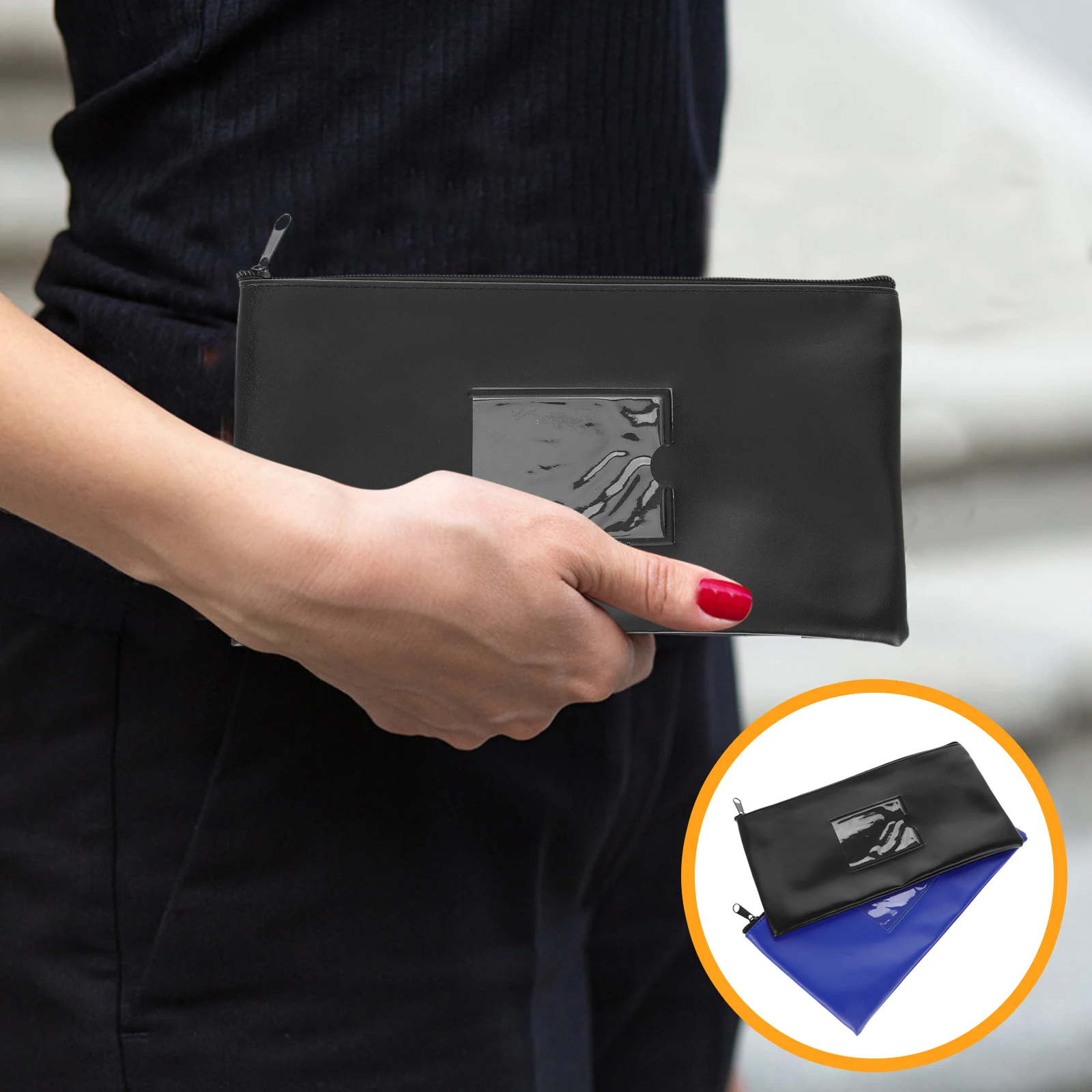

Multifunctional Bill Bag Cash Pouch Bank Card Storage Slot Deposit Envelope Coin Money Organizer PU Compact