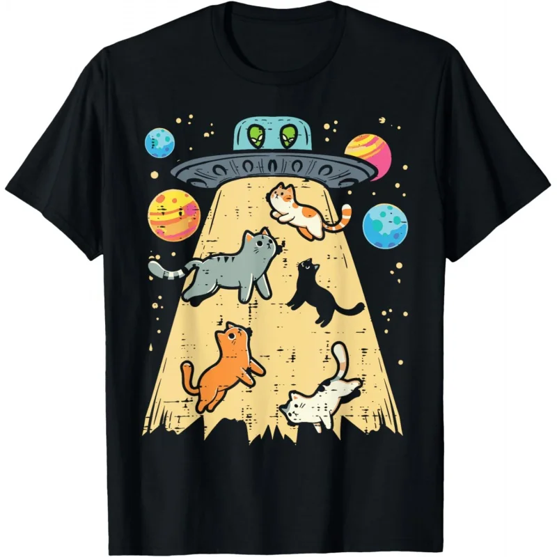 

Alien Abduction Cats UFO Flying Saucer Space Women Girls Kid T-Shirt