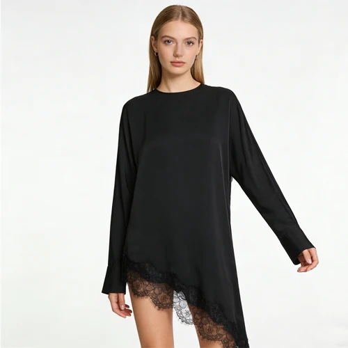 Imagen 2 del producto MUJER, camisas y blusas largas de encaje para mujer, blusa asimétrica para mujer, ropa de calle, blusas informales para mujer, Tops Vintage para mujer 2026