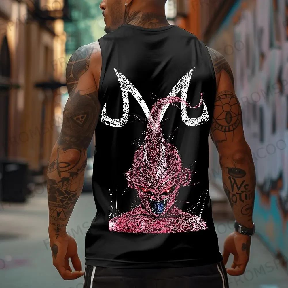 

Dragon Ball Anime Goku Peripheral Printed Pure Cotton Tank Top 2025 Gym Sportswear Casual Men Loose Summer Fashion Vest Topins
