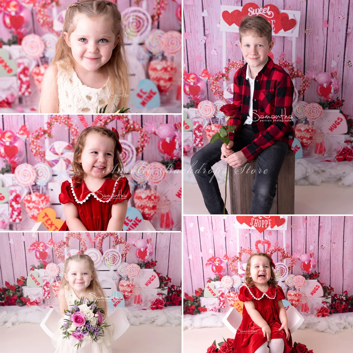 

Valentines Sweet Shoppe Backdrops Kids Baby Photography Props Child Adult Photocall Decors Lollipop Backgrounds