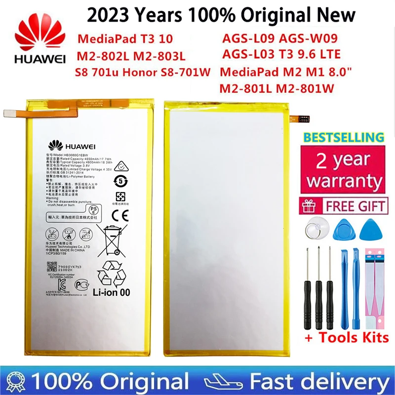 

100% Original Battery For Huawei MediaPad T1 T3 10 M1 M2 M3 Lite 8.0" AGS-L09 AGS-W09 AGS-L03 T3 9.6 LTE Tablet Battery 4800mAh