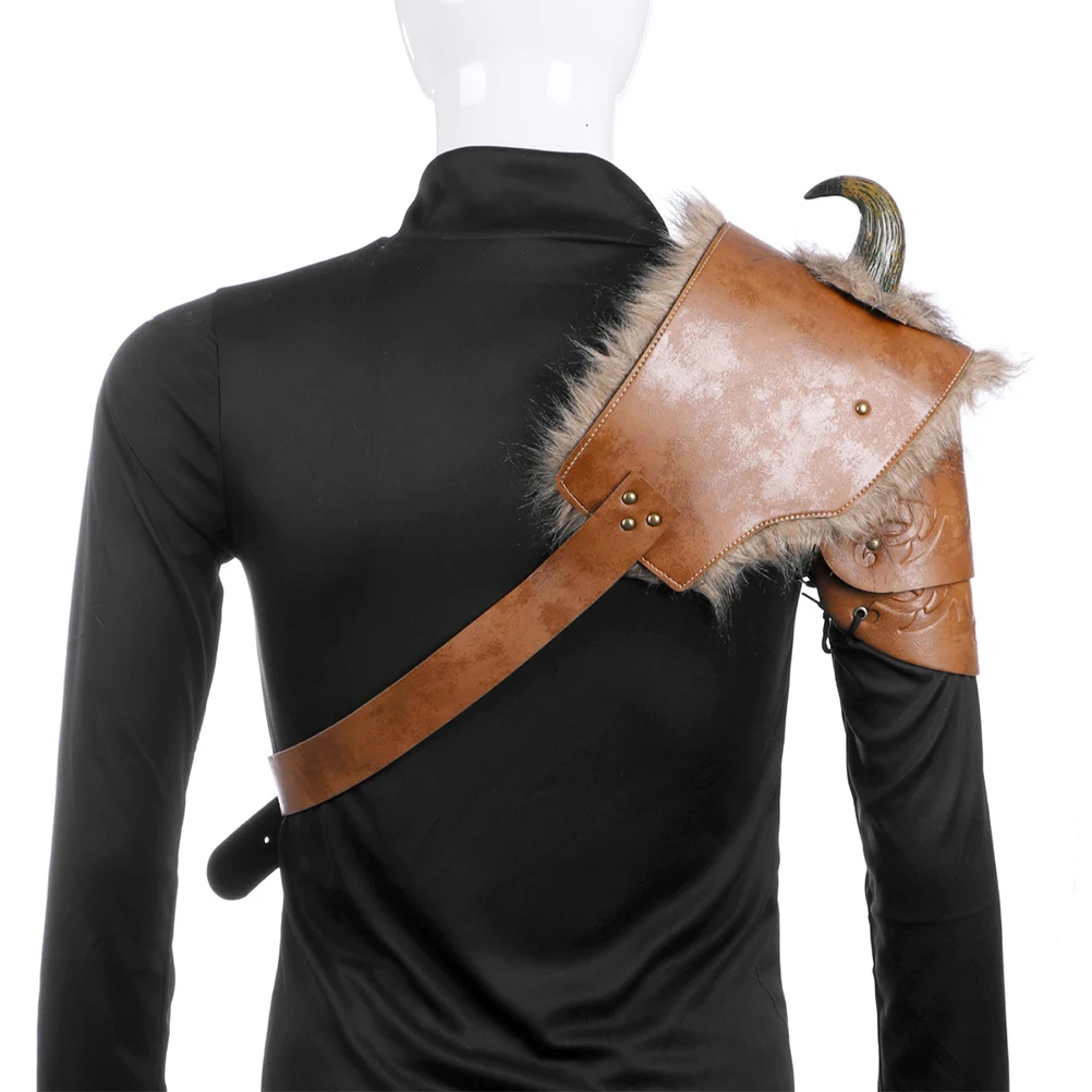 

Viking Armor Man Costume Halloween Cosplay Medieval Shoulder Pauldrons Costume for Adults Adjustable for Men