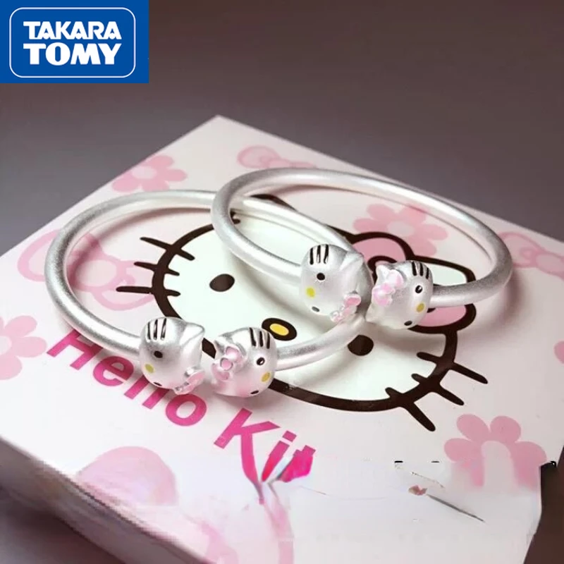 

TAKARA TOMY2022 новый женский браслет Hello Kitty из стерлингового серебра S925 Легкий милый регулируемый браслет родитель-ребенок