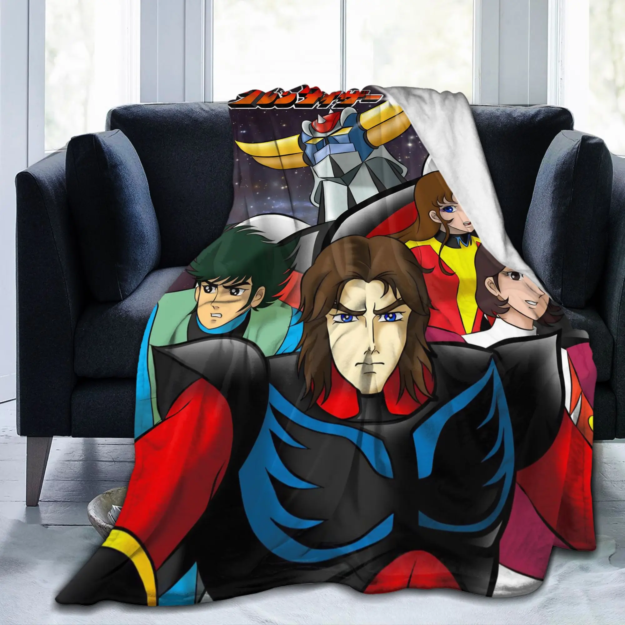 UFO Robot Grendizers Goldorak Blanket Japan Anime Fuzzy Funny Warm Throw Blankets for Bed Sofa Autumn/Winter Office