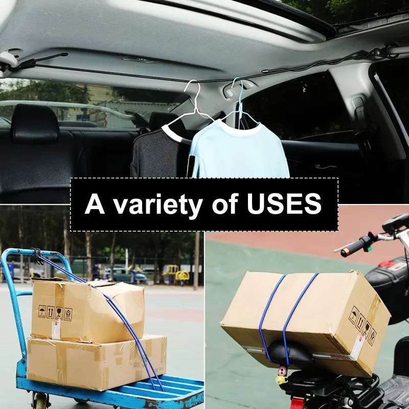 1.5 meters/59 inches elastic rope, adjustable tension band,car parts household clothesline, hook luggage tie, travel buckle rope
