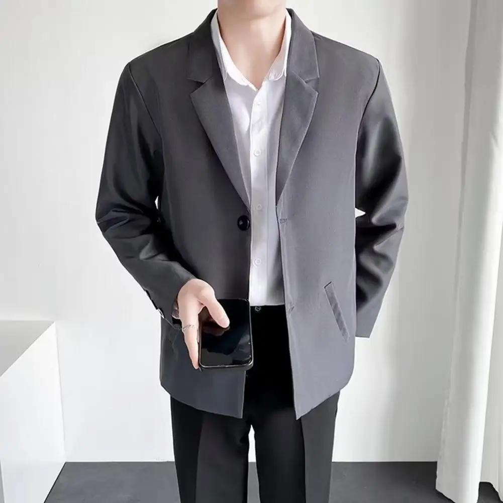 Men Blazer Loose Fine Stitching Suit Jacket Blazer Single-breasted	Turndown Collar Men Suit Jacket Casual Suit Coat For Men