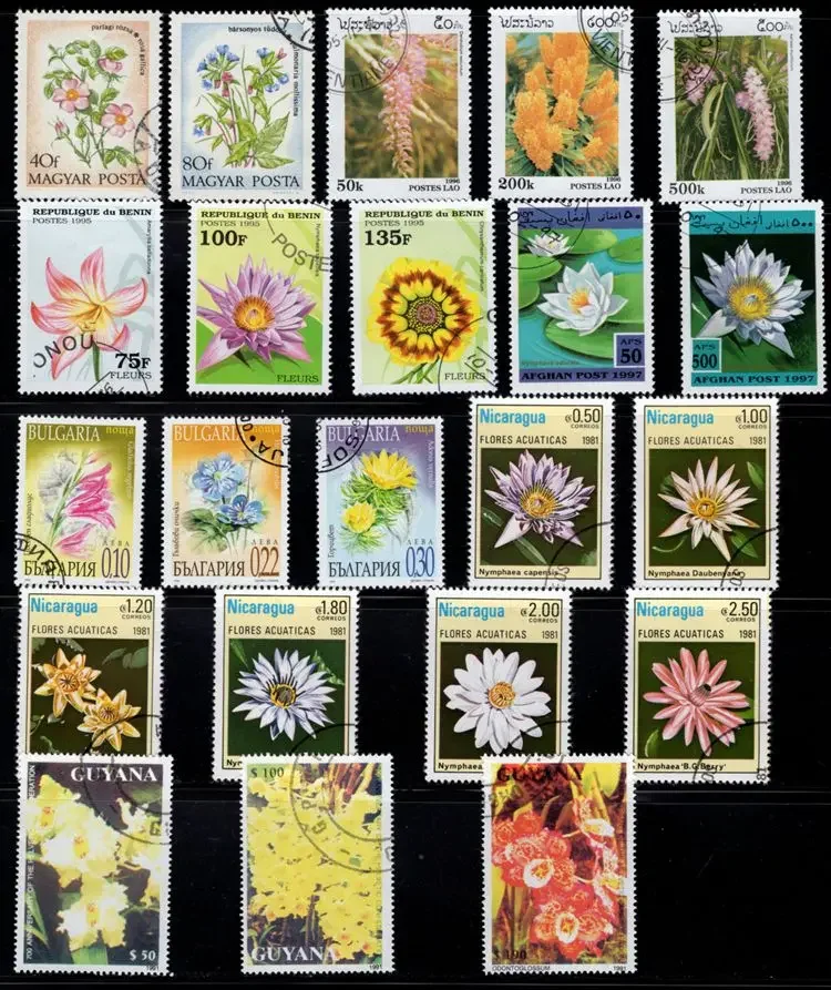 50Pcs/Lot Flowers Plants Stamp Topic All Different From Many Countries NO Repeat Postage Stamps with Post Mark for Collecting