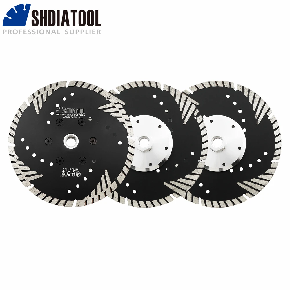 Imagem -03 - Shdiatool-diamond Saw Blade com Proteção Inclinação Dentes Triângulo Metal Bond Disco de Corte Pedra Granito Concreto Rosca M14 1pc