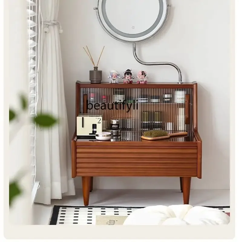 

Nordic retro bay window dresser bedroom solid wood makeup table tatami makeup table