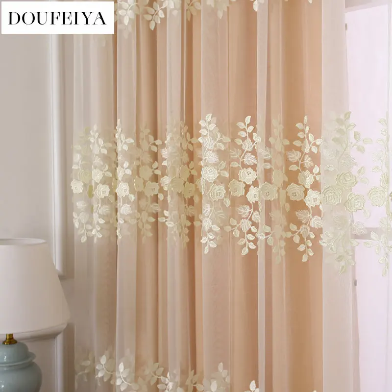 

European Style Curtains for Living Room Bedroom Dining Modern Luxury High-end Water-soluble Embroidered Window Drape Custom Size