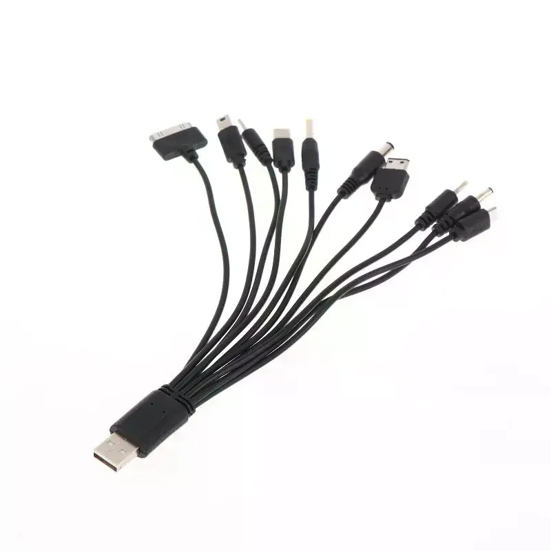 Length 20cm USB Power Charging Cable Wire Cord For Phone Universal 10 In 1 Micro USB DC Mobile Phone Charger Adapter Plug