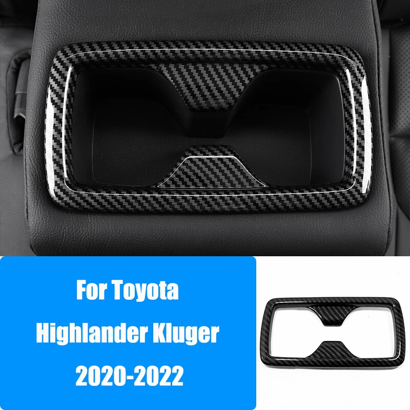 Rear Water Cup Holder Frame Cover Trim Sticker For Toyota Highlander Kluger 2020-2022 ABS Car Styling Accessories