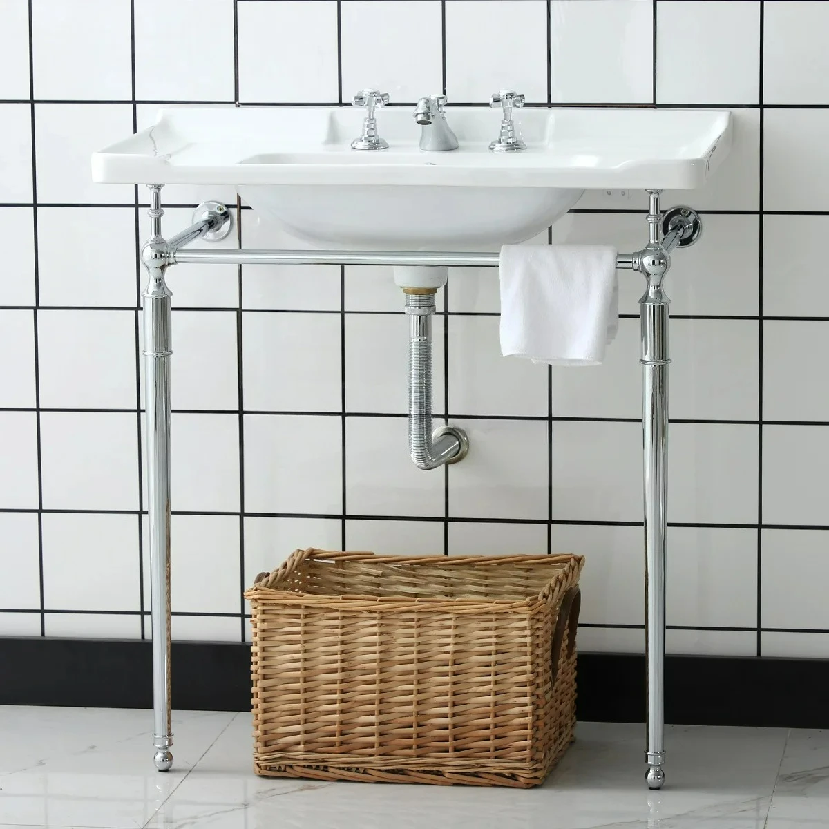 Factory Direct 2026 Bathroom floor-to-ceiling wash basin integrated ceramic balcony wash basin retro wash table bracket basin ca