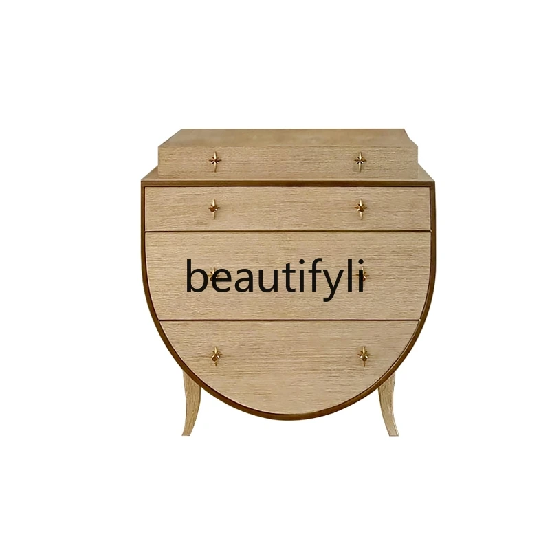 

Log porch cabinet light luxury semi-round American partition cabinet locker solid wood simple decorative cabinet