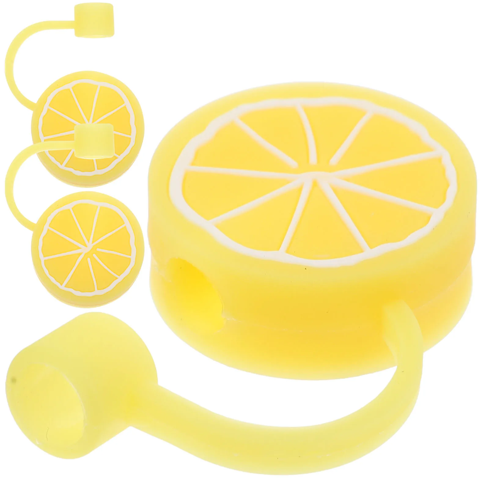 

3pcs Silicone Straw Covers Lemon Style Cartoon Cute Tips Reusable Drinking Straws Top Hat Hygienic Bar Accessories