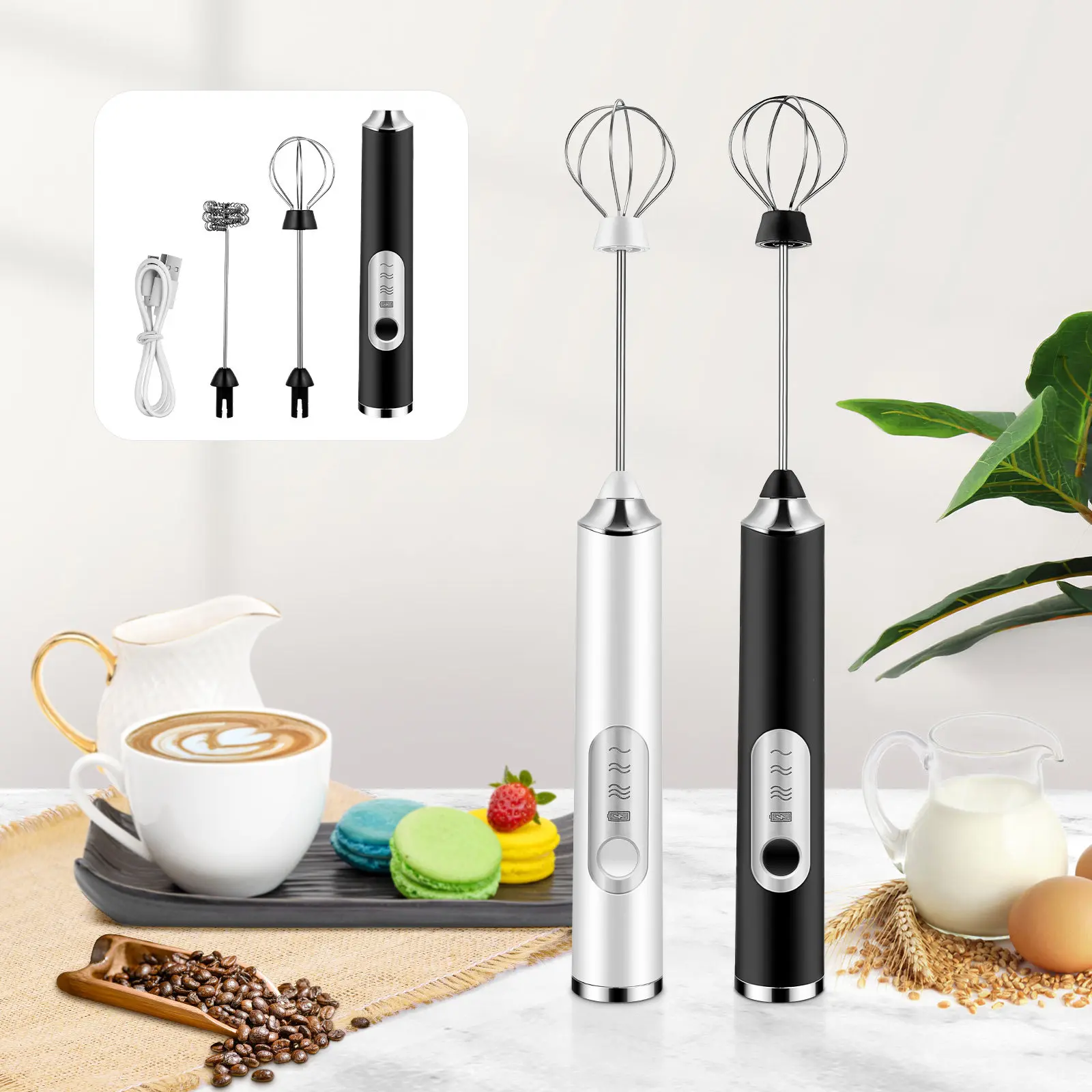 Rechargeable Electric Milk Frother – 3-Speed Handheld Whisk for Coffee, Matcha, Eggs, Portable & Lightweight