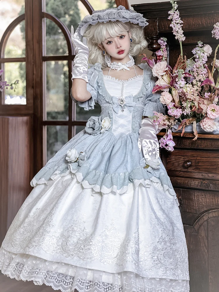 Elegant Lolita Jsk Suspender Dress Princess Palace Oil Painting Cla Ruffle Gorgeous Dress Court Style JSK Tea Paty Dress