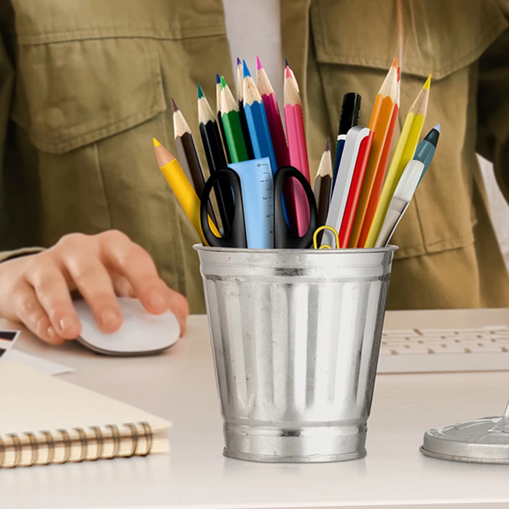 

4pcs Mini Desktop Trash Can Metal Waste Bin For Kitchen Bathroom Office Small Storage Container Multifunctional Table Dustbin