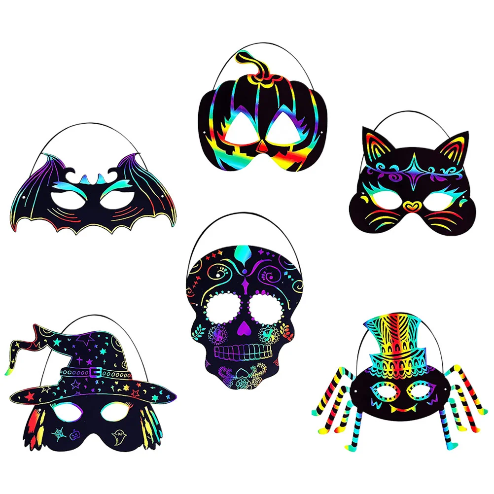 Decor Kids Crafts Scratch off Mask Children Paper Supply Halloween Delicate Party Multi-function