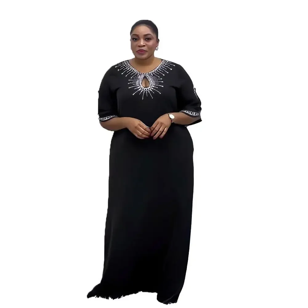 Elegant Plus Size African Dresses for Women Autumn African O-neck Polyester Weddding Party Evening Long Maxi Dress Gowns Outfits