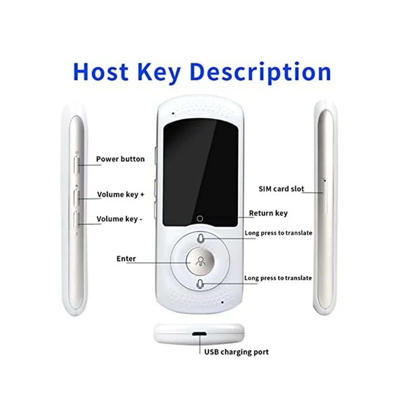 Voice Translators Devices Support SIM Card 4G Network/Wifi Two Way 132 Languages Reusable